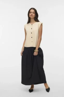 Cardigan Vmgold Sl O-Neck Button Vest Boo