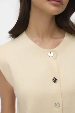 Cardigan Vmgold Sl O-Neck Button Vest Boo