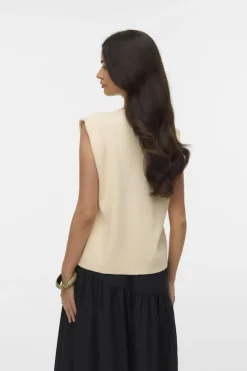 Cardigan Vmgold Sl O-Neck Button Vest Boo
