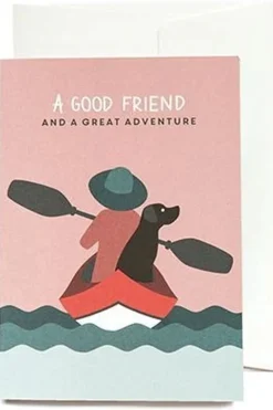 Carte De Voeux Greeting Card Canoe Camp Dog