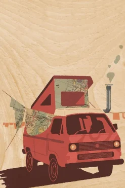 Carte De Voeux Postcard Red Van