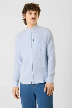 Chemise Striped Shirt Mandarin Collar