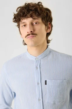 Chemise Striped Shirt Mandarin Collar
