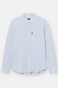 Chemise Striped Shirt Mandarin Collar