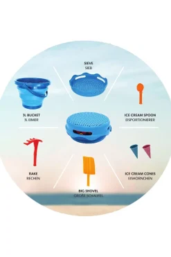 Jouet Schi 7In1 Sand Toys Folding Bucket Set Blue