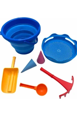 Jouet Schi 7In1 Sand Toys Folding Bucket Set Blue