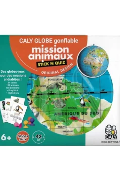 Stick N Quiz jeu globe gonflable 42 cm + Mission Animaux