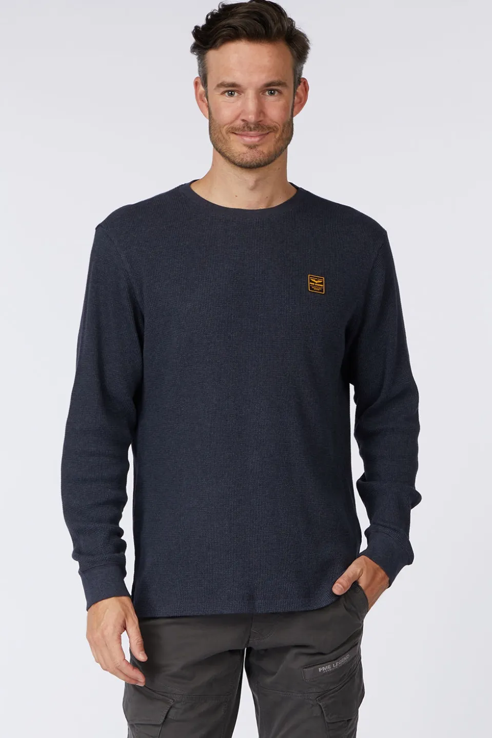 T-Shirt Long Sleeve R-Neck Waffle Melange