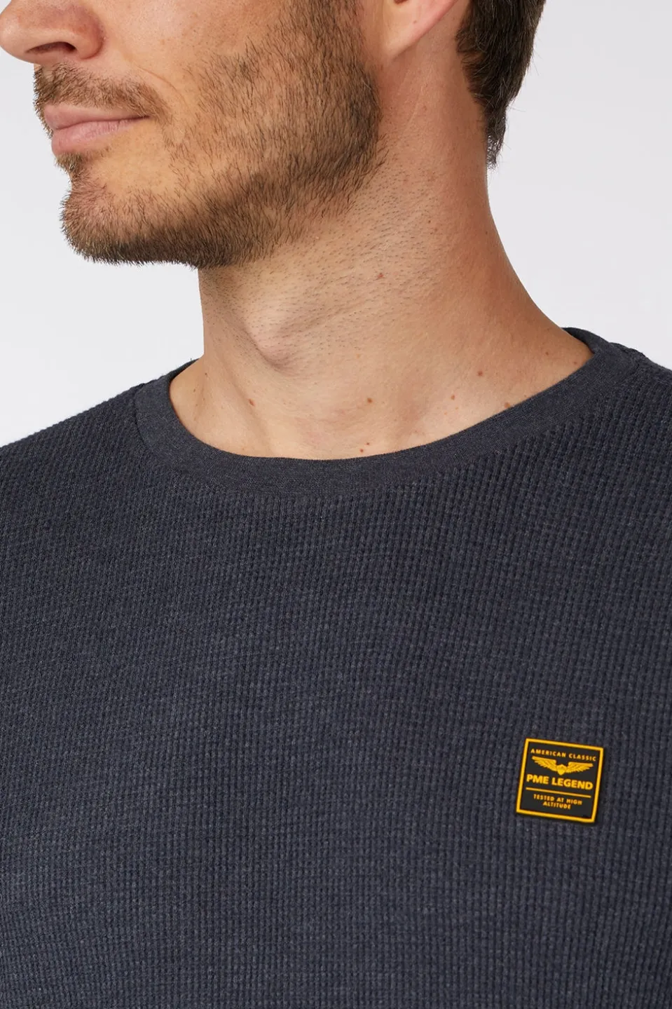 T-Shirt Long Sleeve R-Neck Waffle Melange