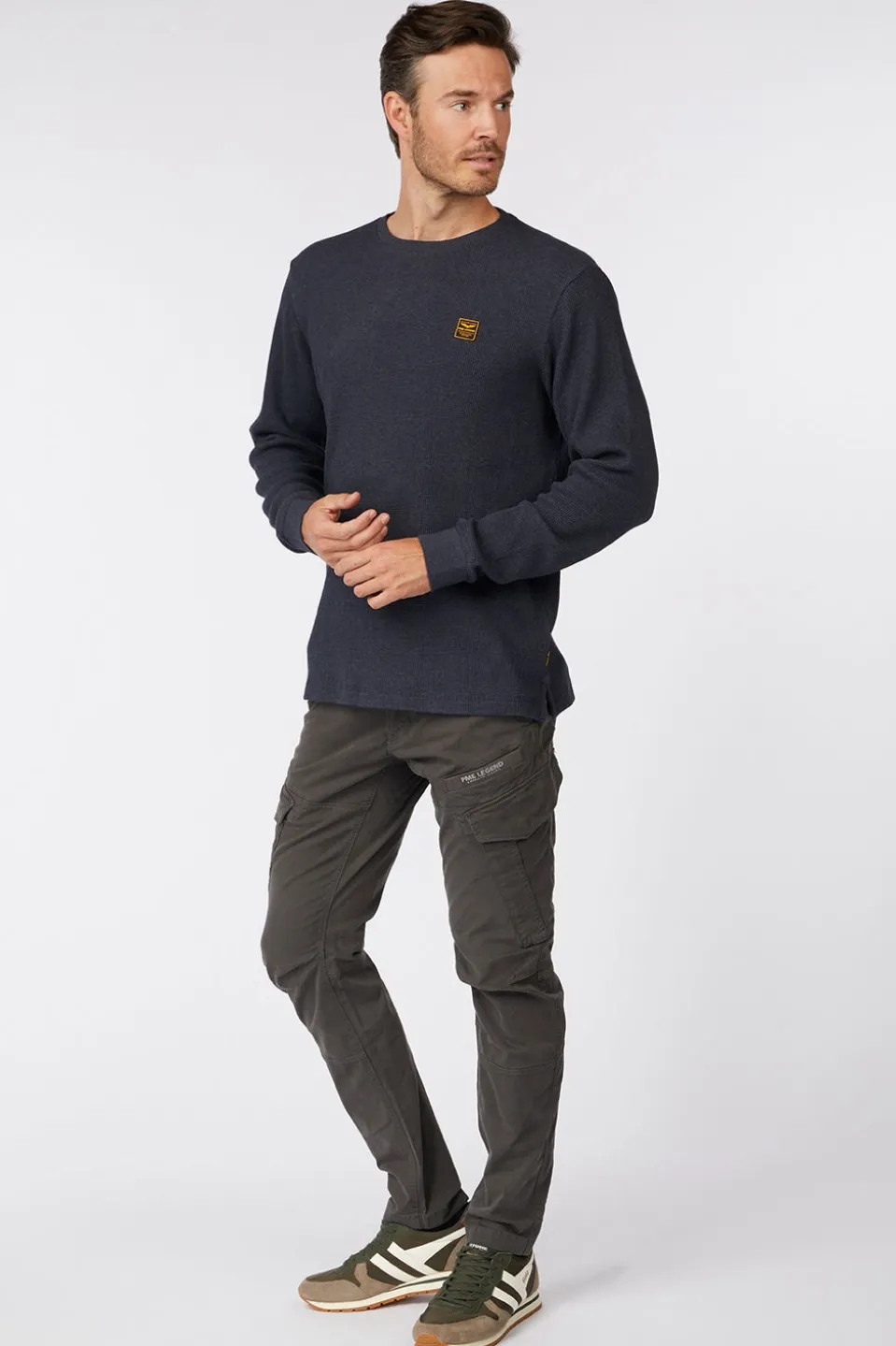 T-Shirt Long Sleeve R-Neck Waffle Melange